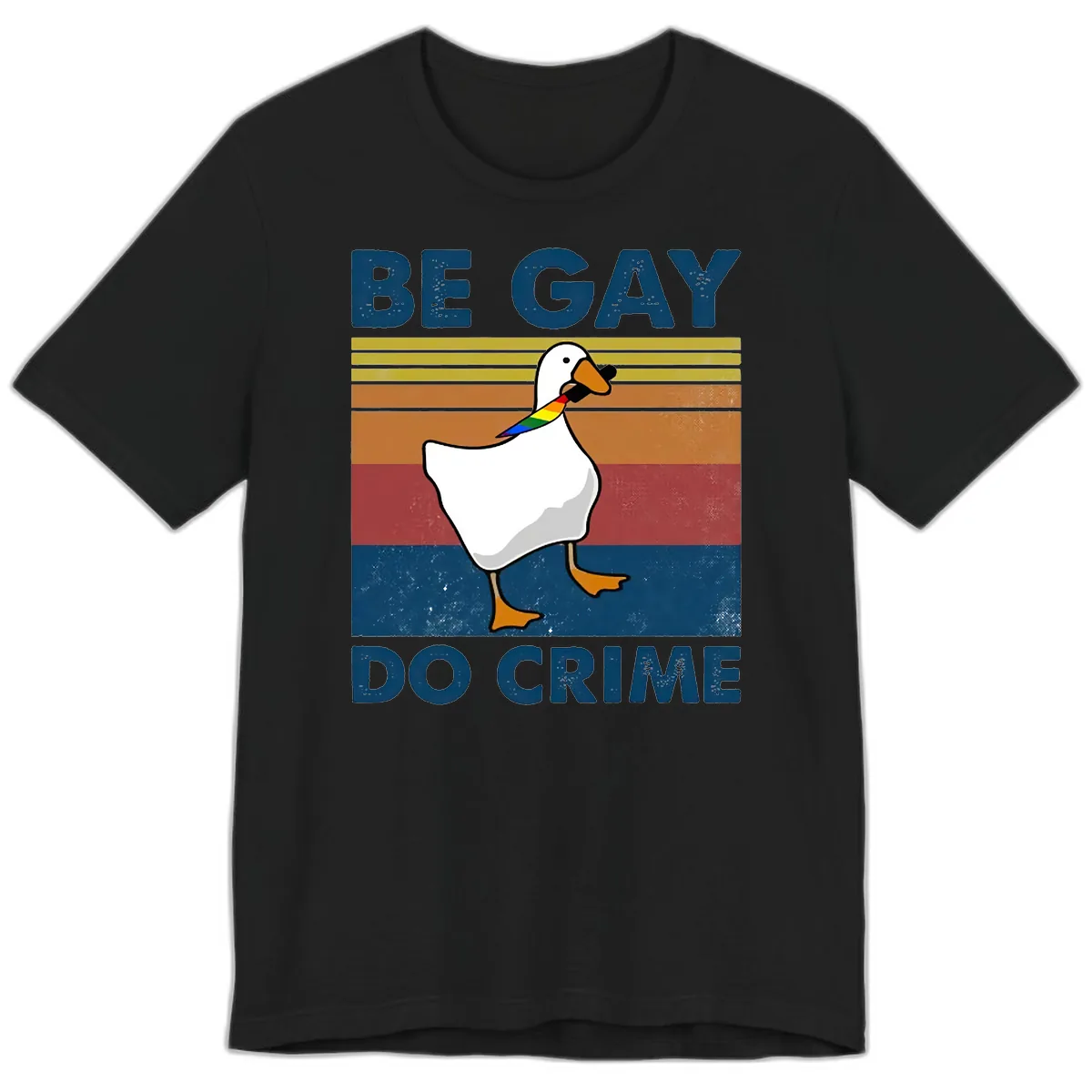 Be Gay Do Crime Duck Pride Premium T-Shirt in Black