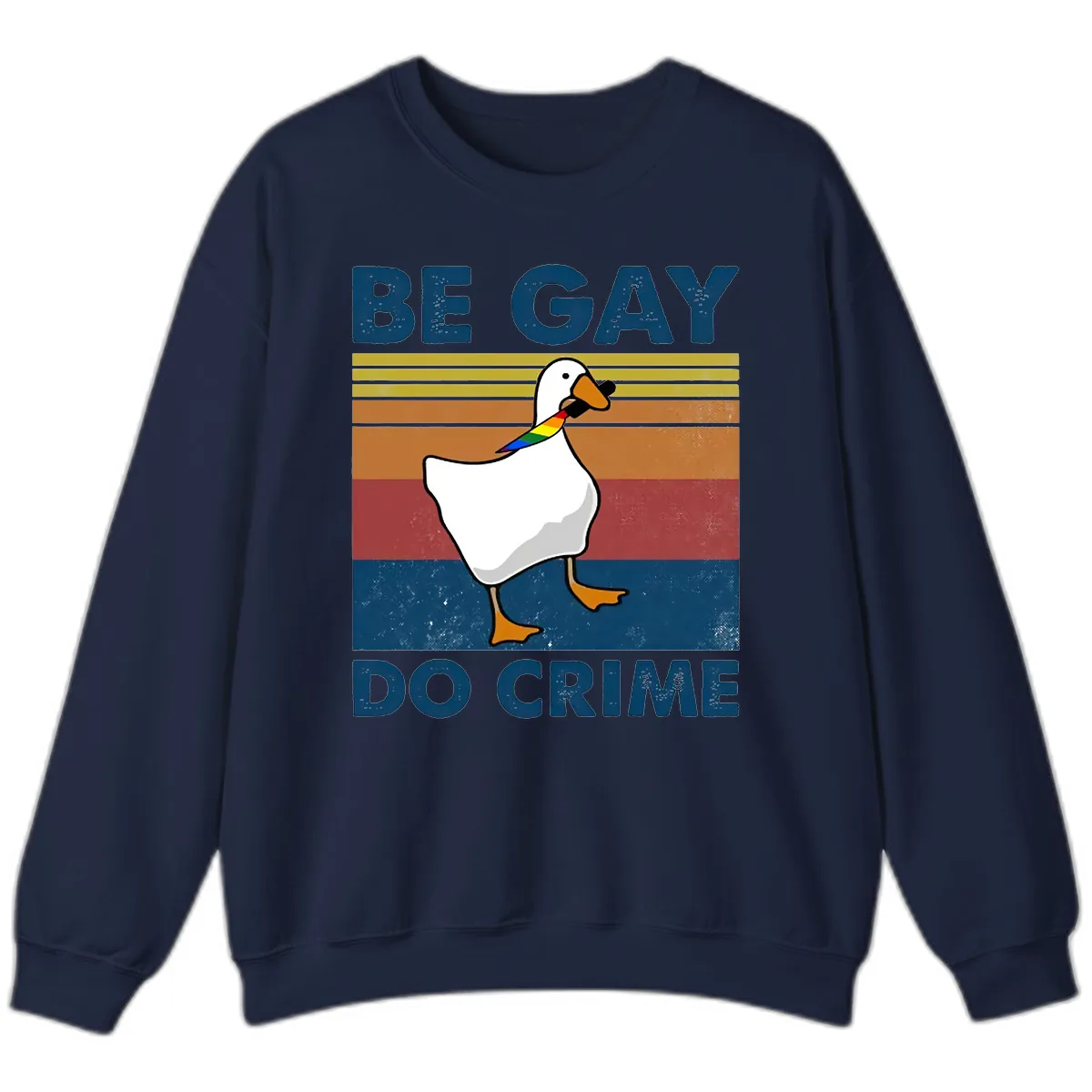 Be Gay Do Crime Duck Pride Sweatshirt in Navy
