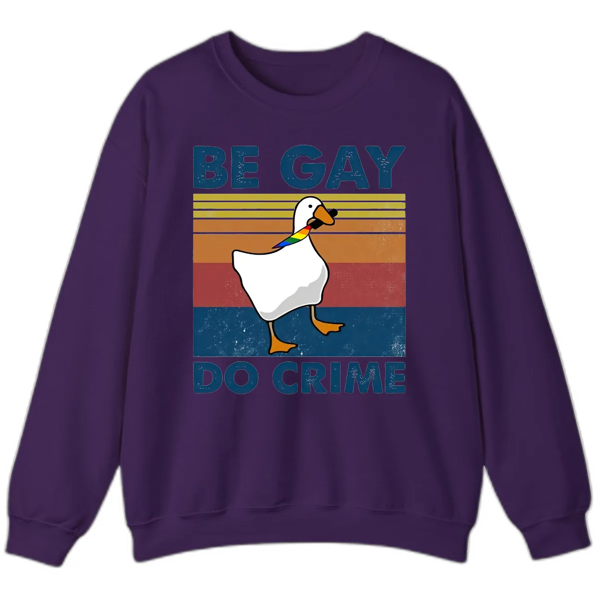 Be Gay Do Crime Duck Pride Sweatshirt in Purple
