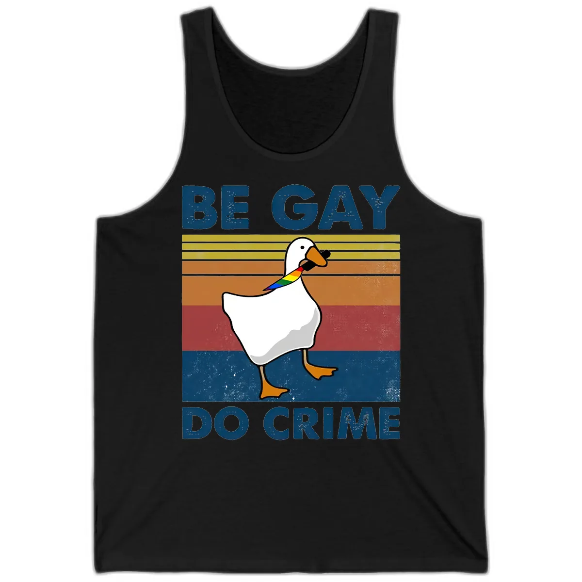Be Gay Do Crime Duck Pride Tank in Black