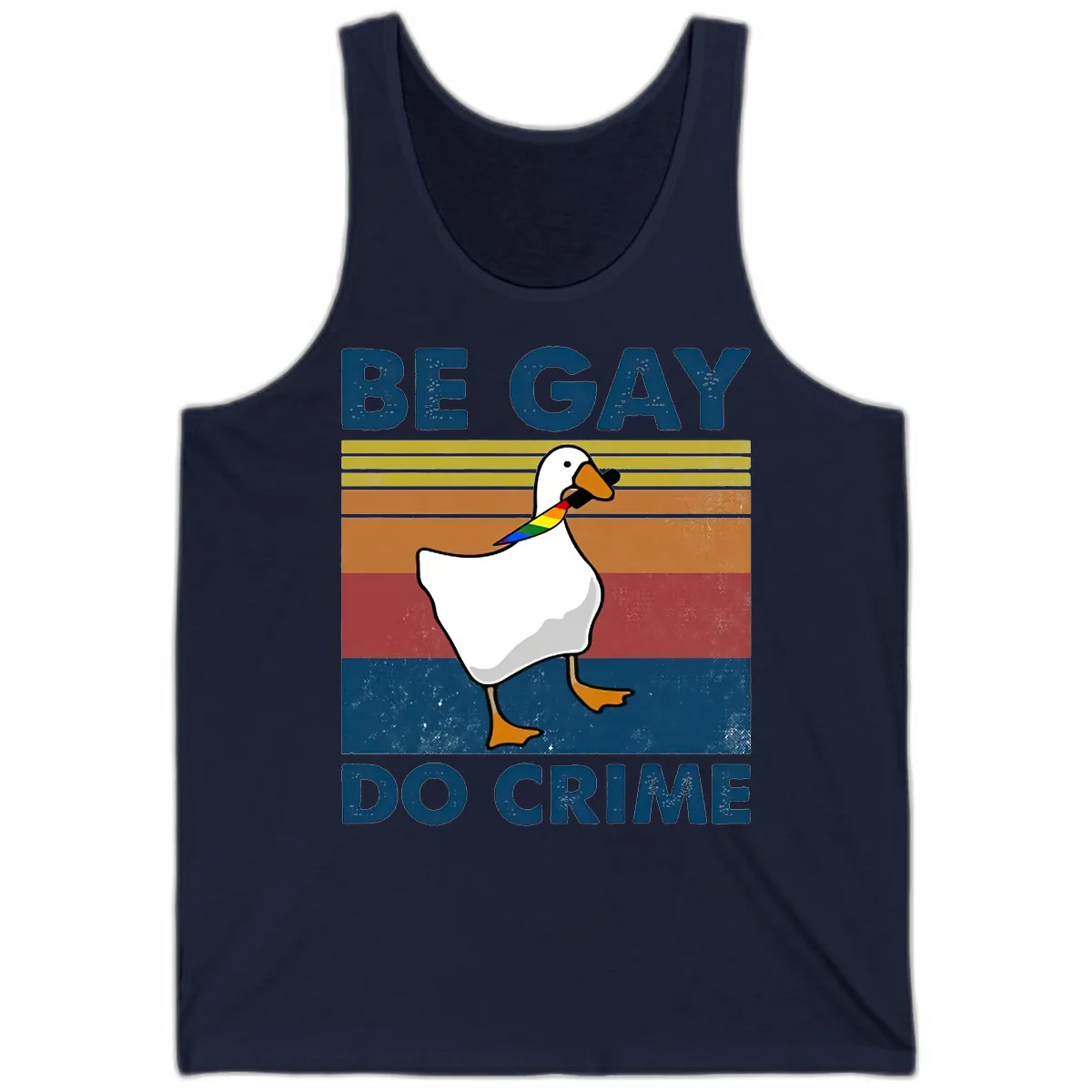 Be Gay Do Crime Duck Pride Tank in Navy