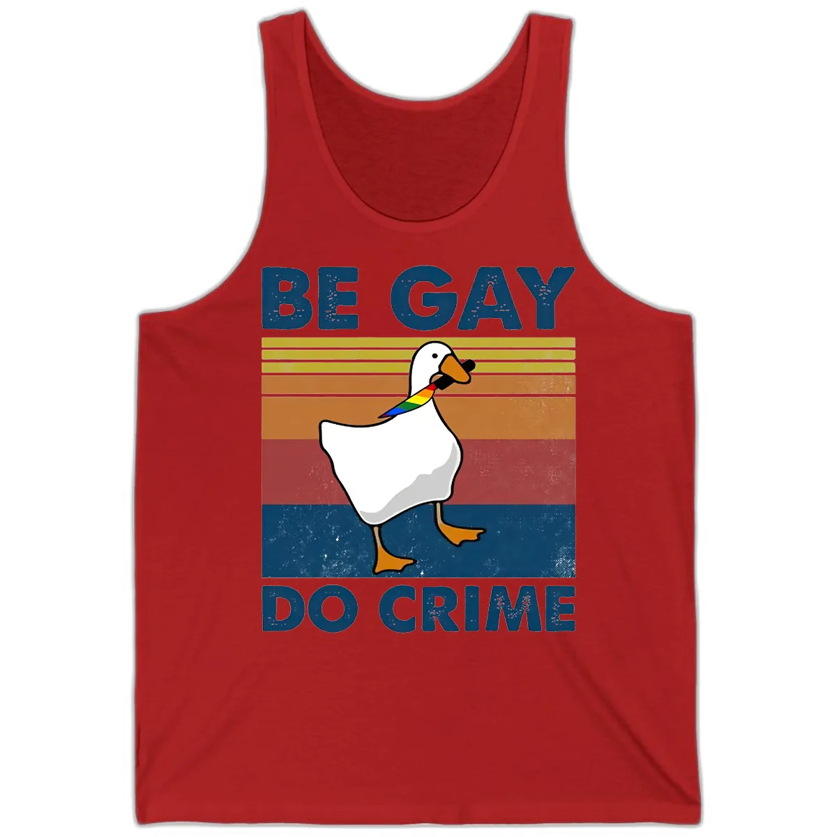 Be Gay Do Crime Duck Pride Tank in Red