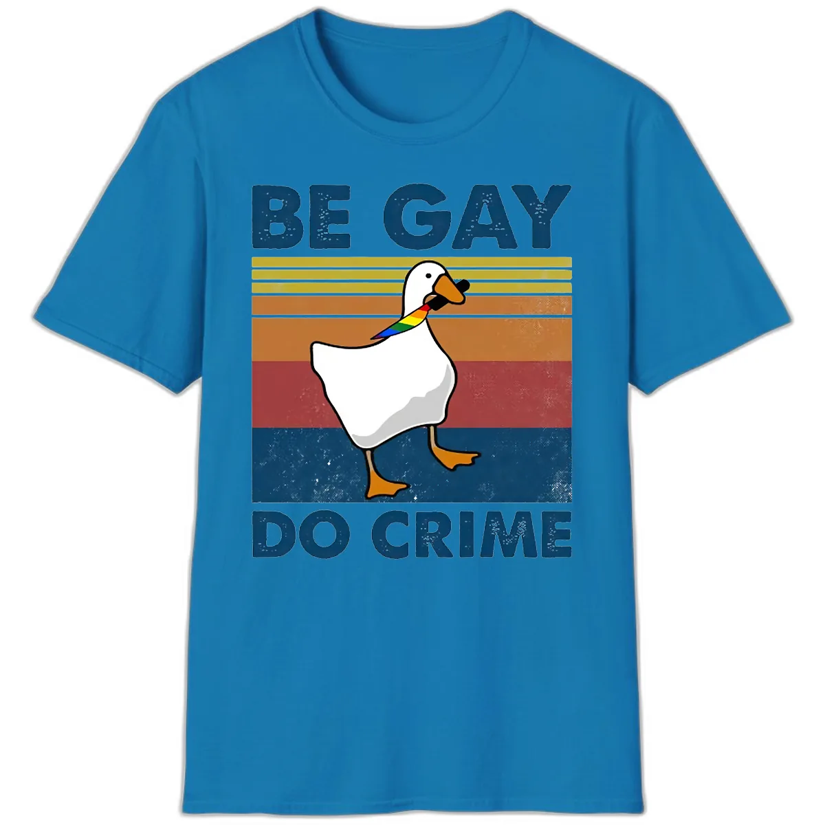 Be Gay Do Crime Duck Pride T-Shirt in Sapphire