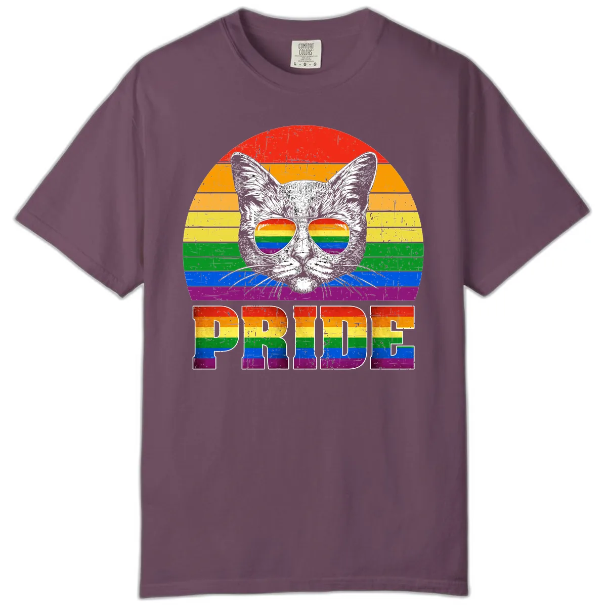 Pride Cat Cool Sunglasses Rainbow Comfort Color in Berry