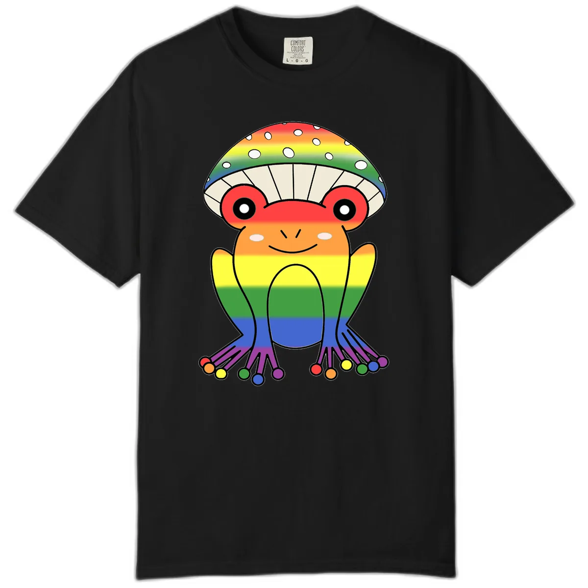 Rainbow Mushroom Pride Character Comfort Color in Black