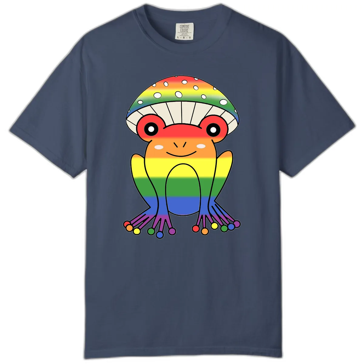 Rainbow Mushroom Pride Character Comfort Color in Midnight