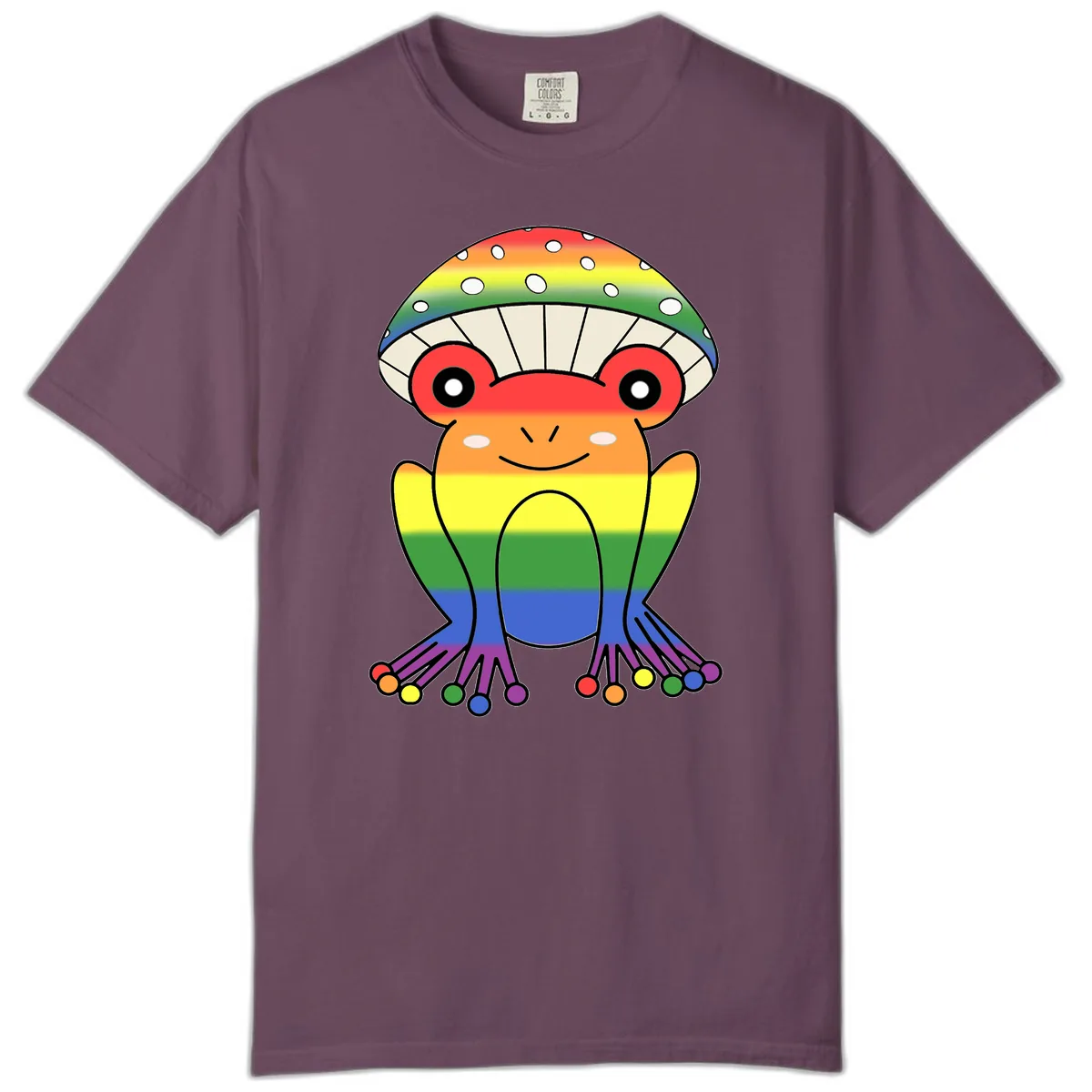 Rainbow Mushroom Pride Character Comfort Color in Berry