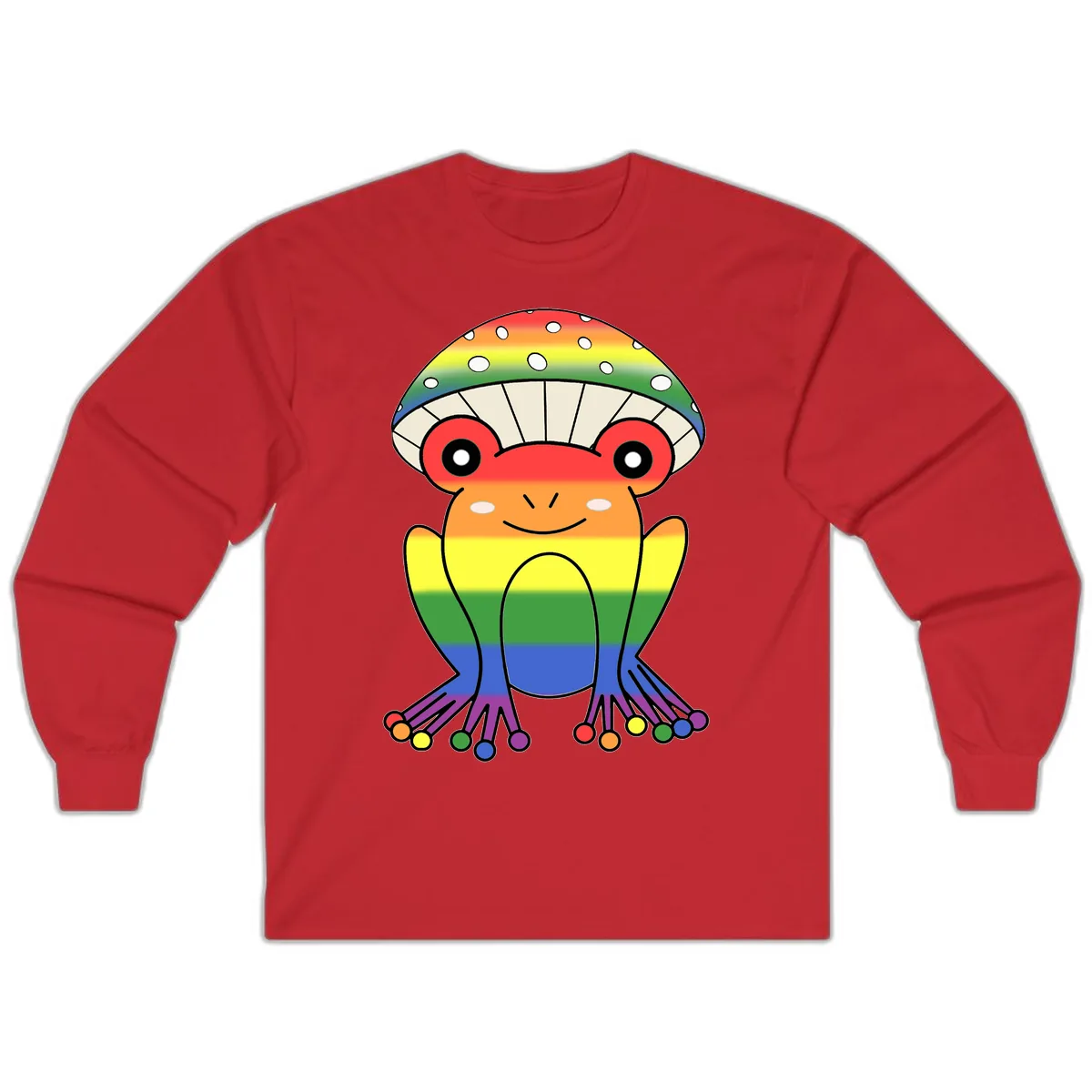 Rainbow Mushroom Pride Character Long Sleeve in Red