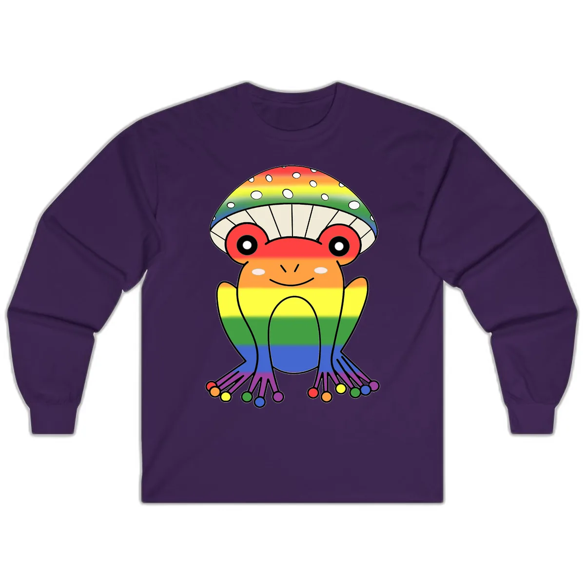 Rainbow Mushroom Pride Character Long Sleeve in Purple