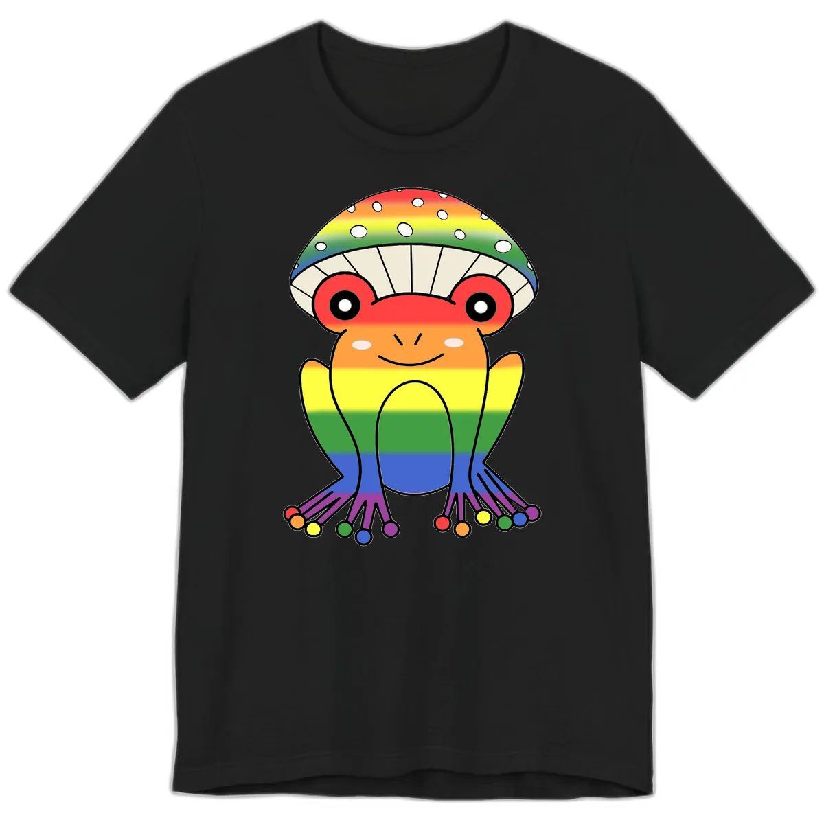 Rainbow Mushroom Pride Character Premium T-Shirt in Black