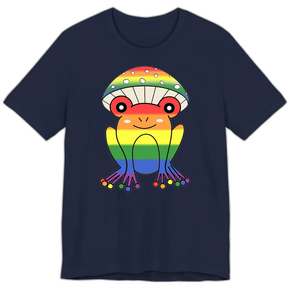 Rainbow Mushroom Pride Character Premium T-Shirt in Navy