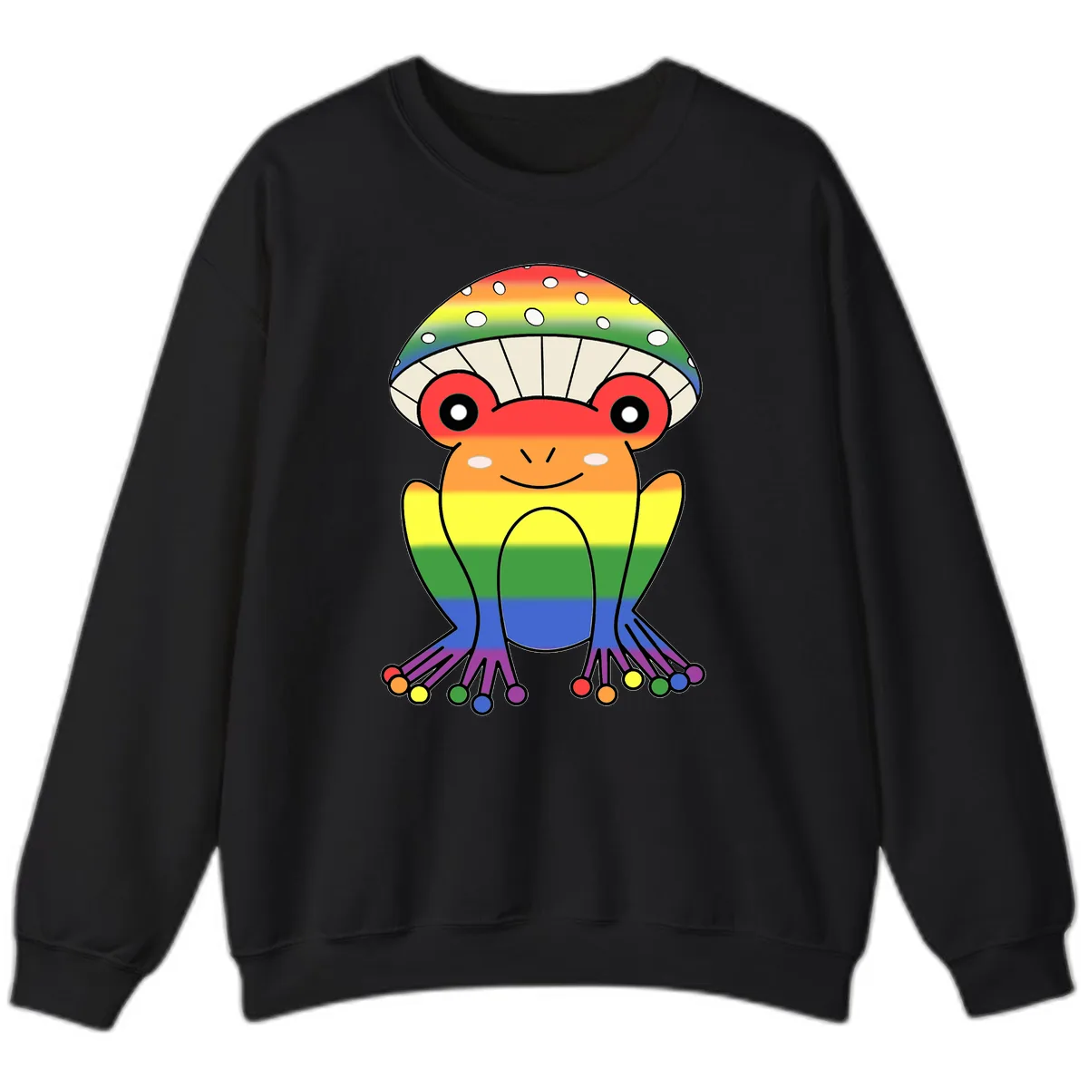 Rainbow Mushroom Pride Character Sweatshirt in Black