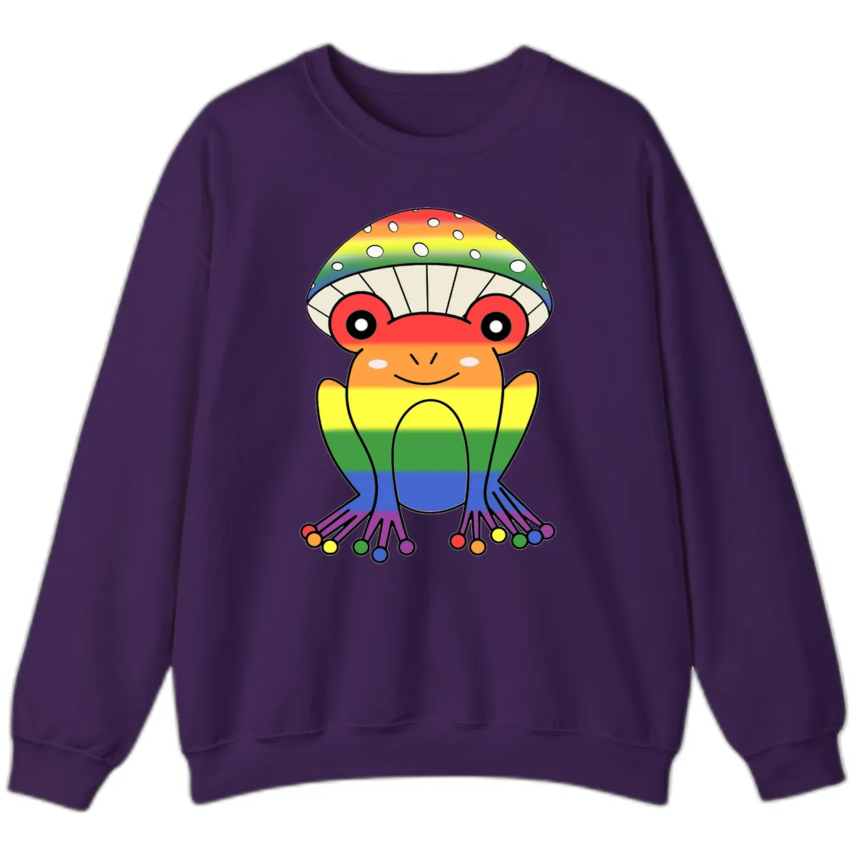 Rainbow Mushroom Pride Character Sweatshirt in Purple