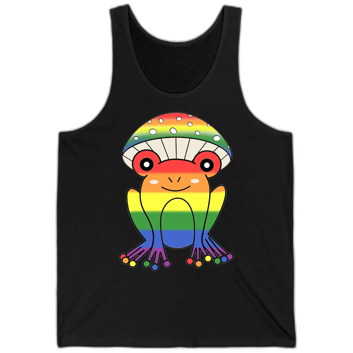 Rainbow Mushroom Pride Character Tank in Black
