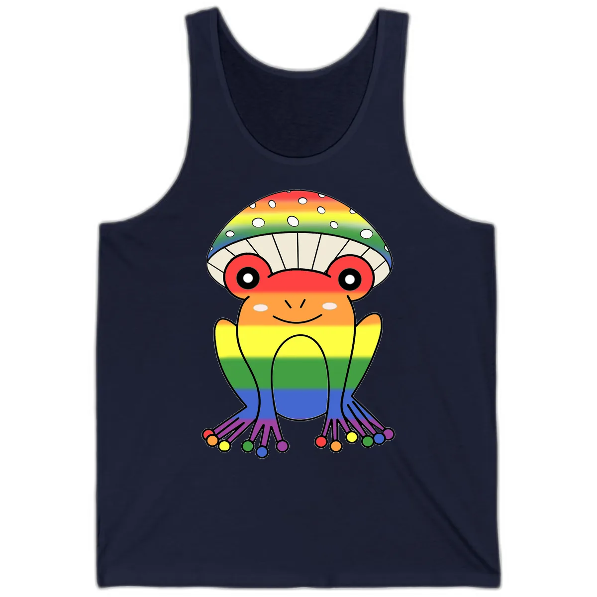 Rainbow Mushroom Pride Character Tank in Navy