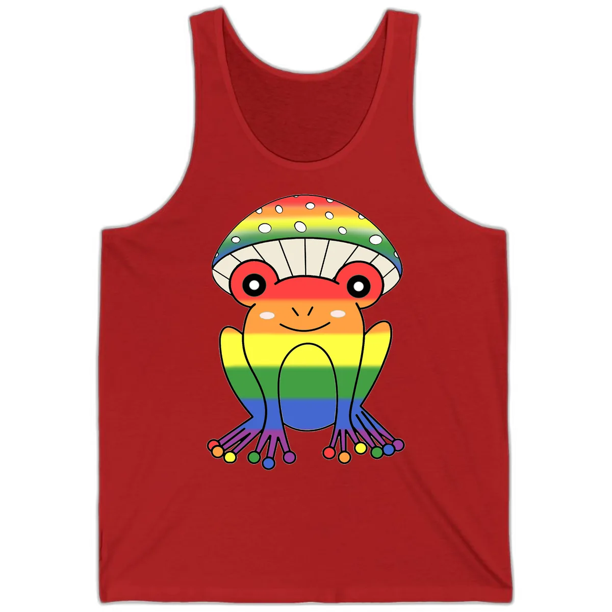 Rainbow Mushroom Pride Character Tank in Red