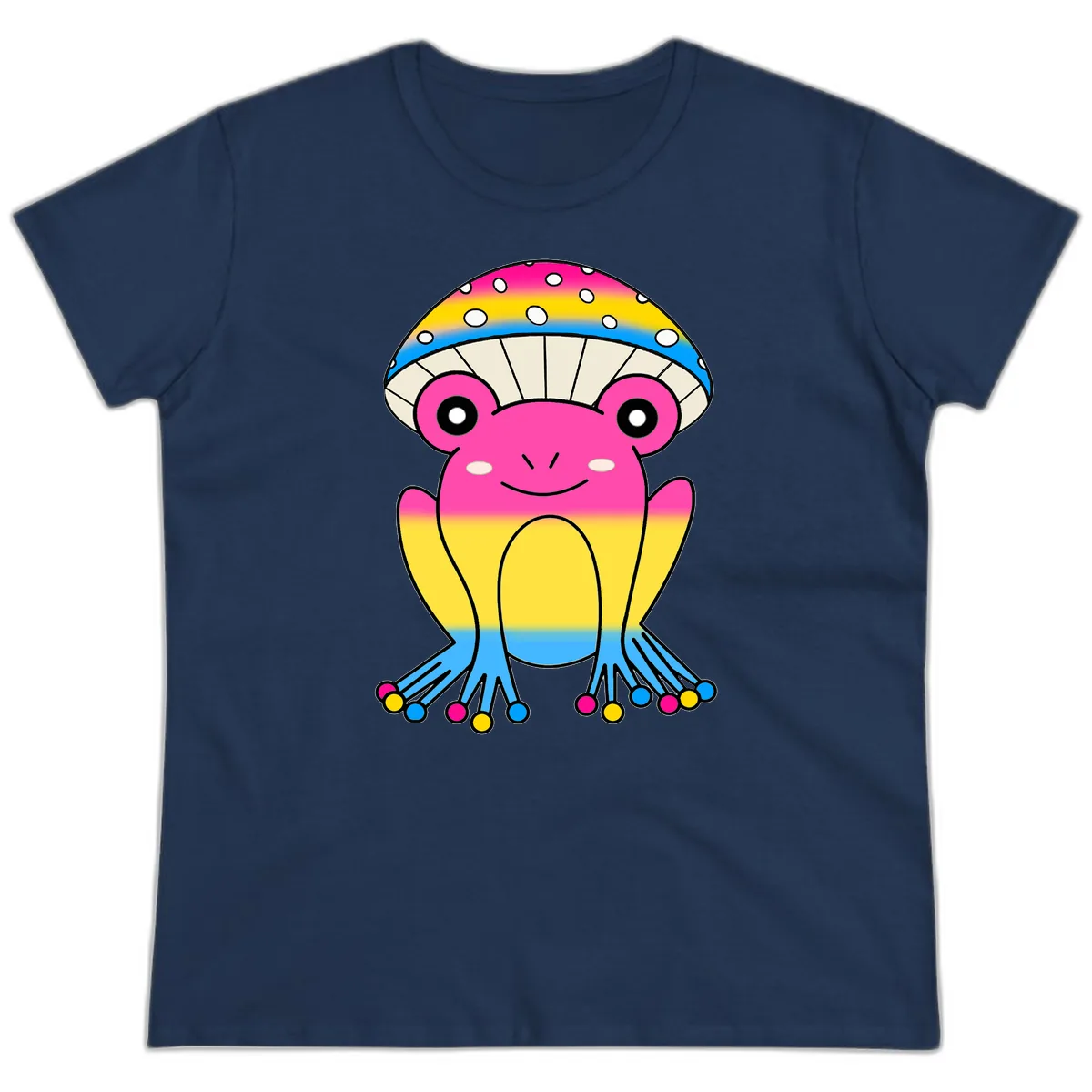 Rainbow Pride Jellyfish Ladies Tee in Navy
