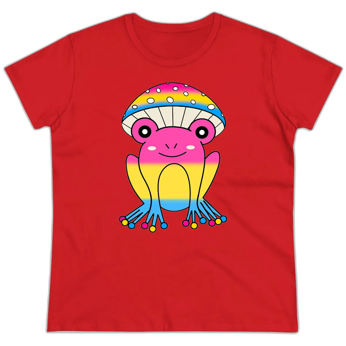 Rainbow Pride Jellyfish Ladies Tee in Red
