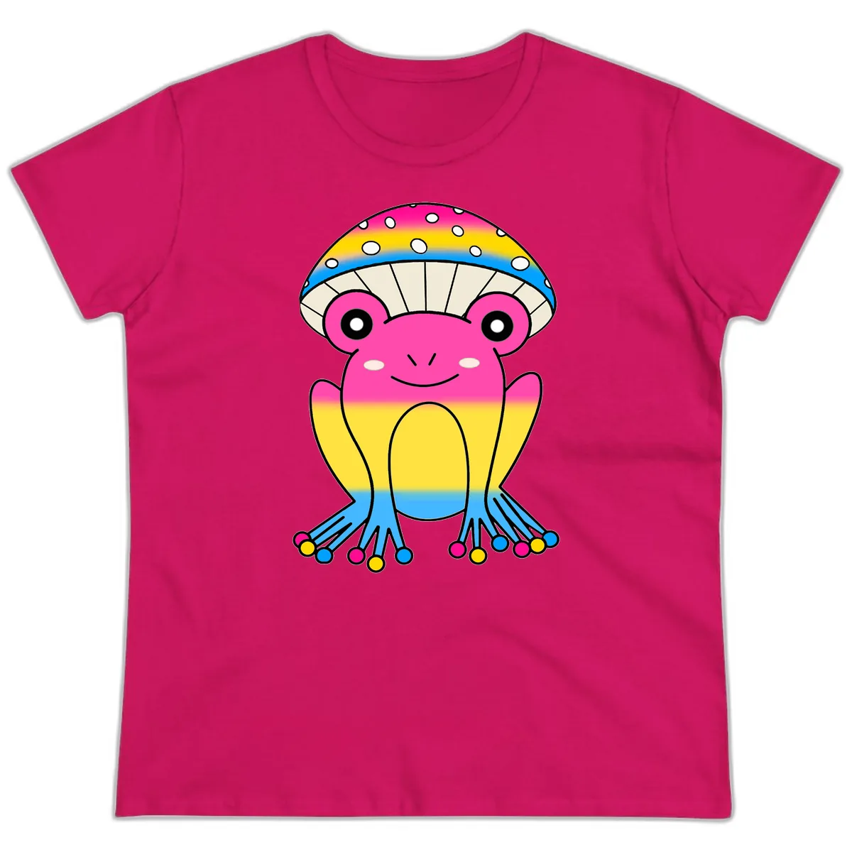 Rainbow Pride Jellyfish Ladies Tee in Heliconia