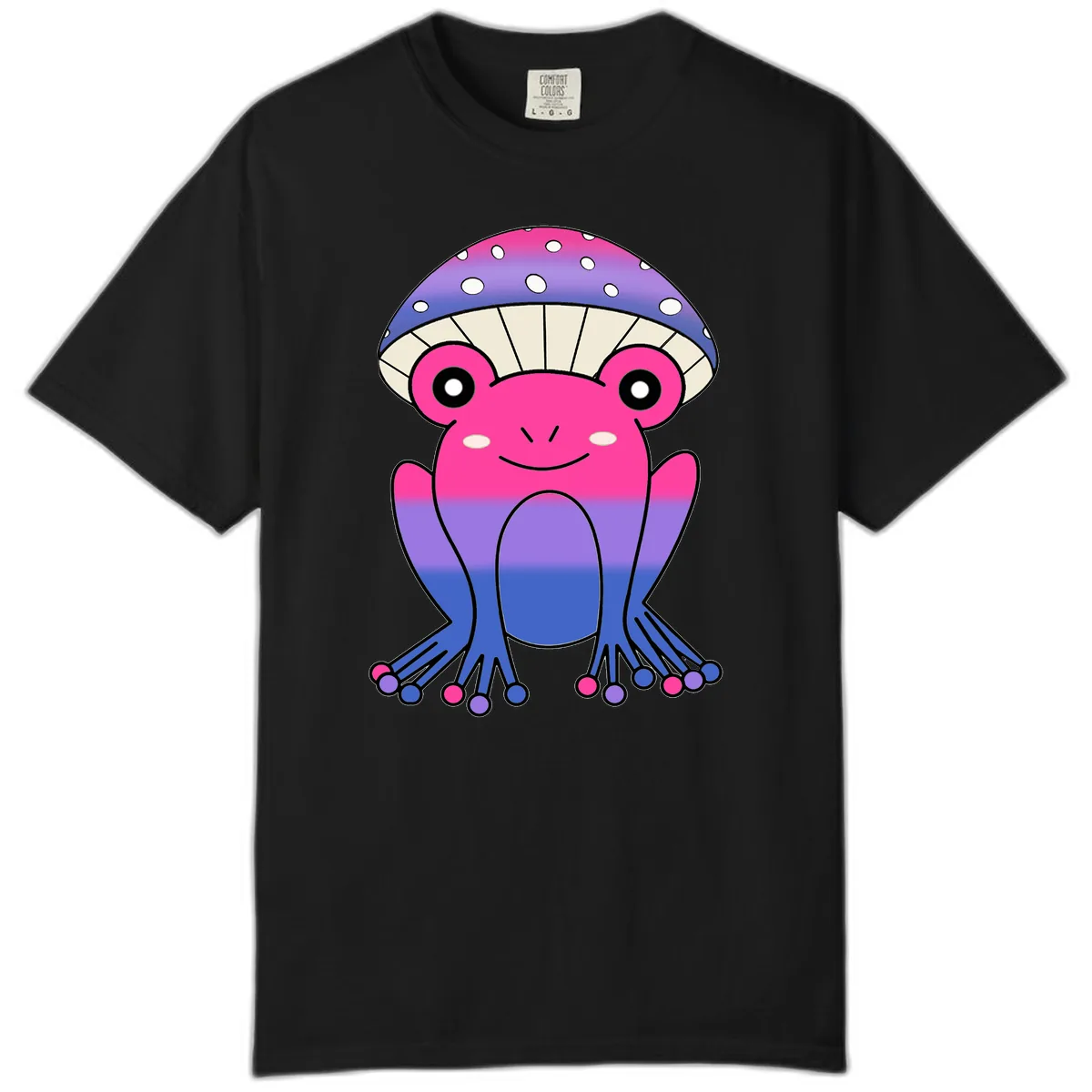 Rainbow Mushroom Frog With Umbrella Cap Comfort Color in Black