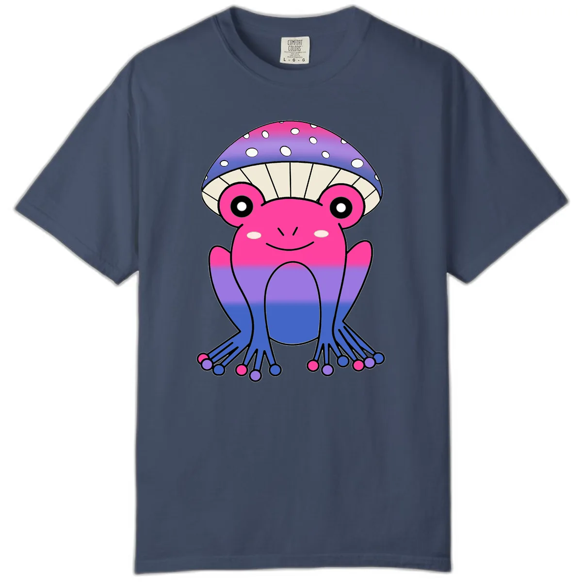 Rainbow Mushroom Frog With Umbrella Cap Comfort Color in Midnight