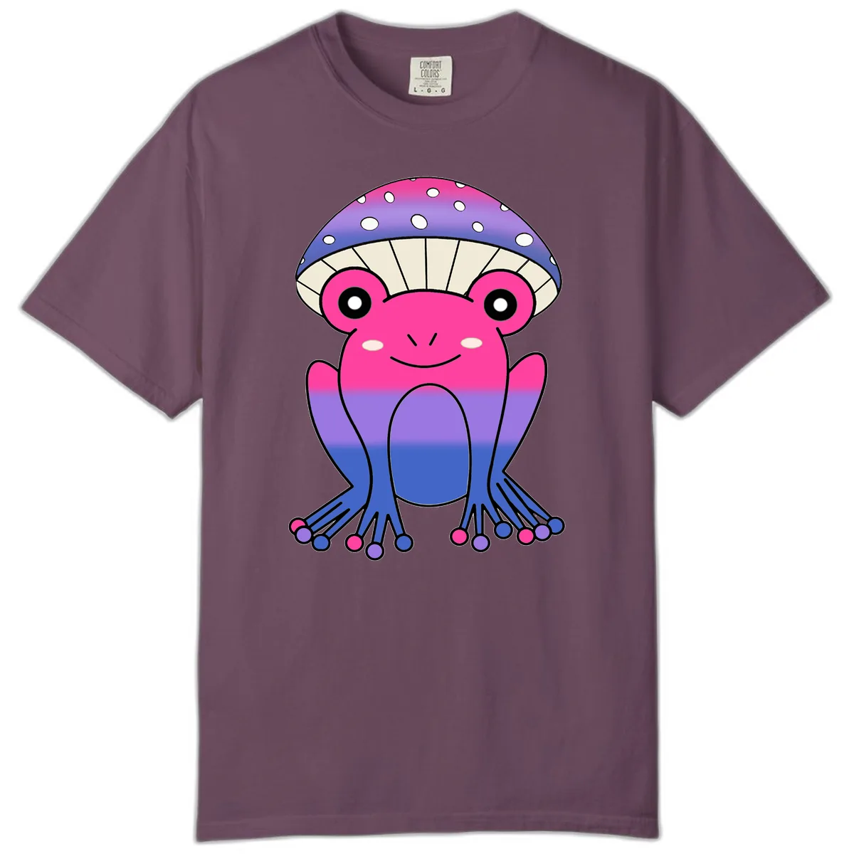Rainbow Mushroom Frog With Umbrella Cap Comfort Color in Berry