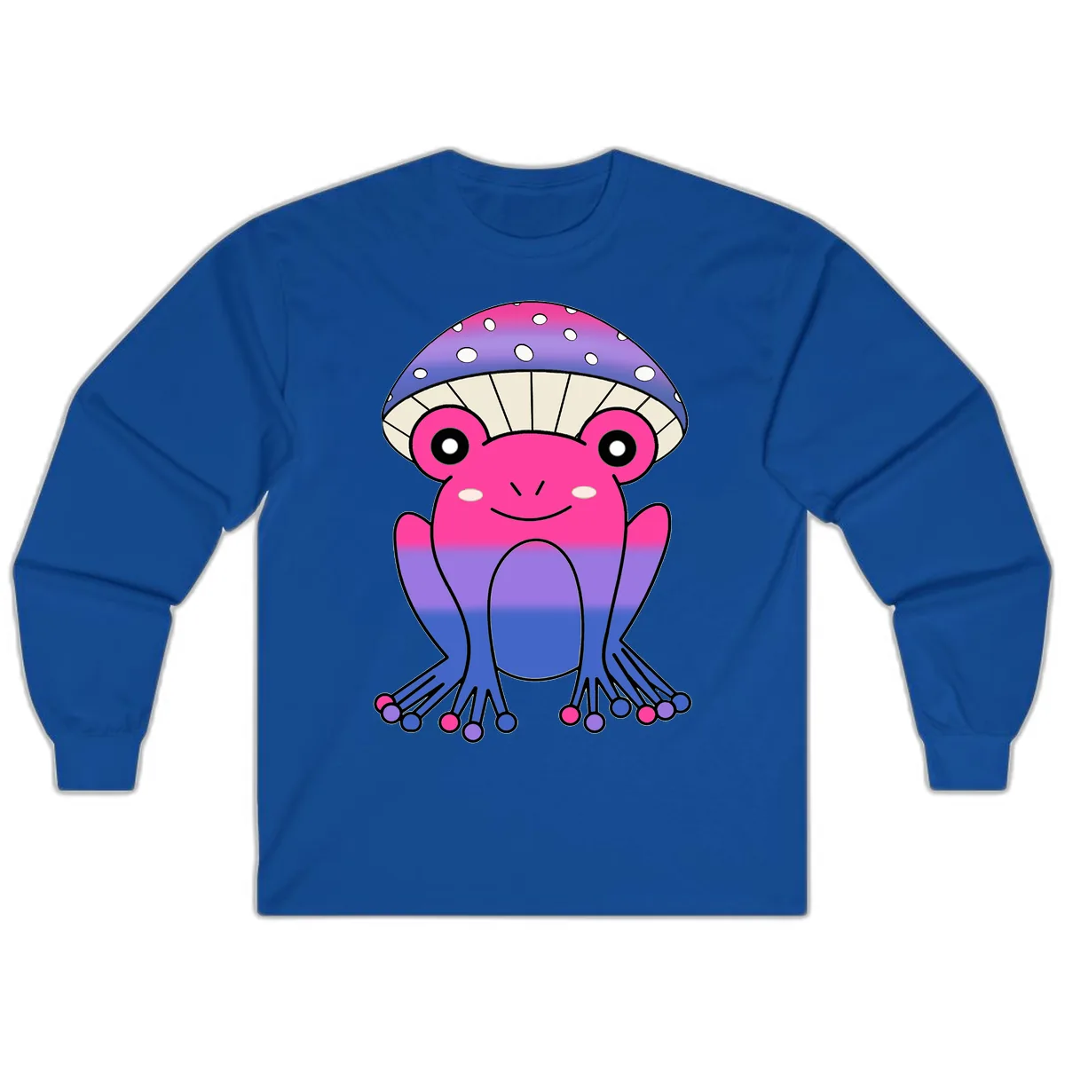 Rainbow Mushroom Frog With Umbrella Cap Long Sleeve in Royal