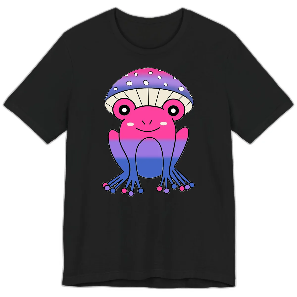 Rainbow Mushroom Frog With Umbrella Cap Premium T-Shirt in Black