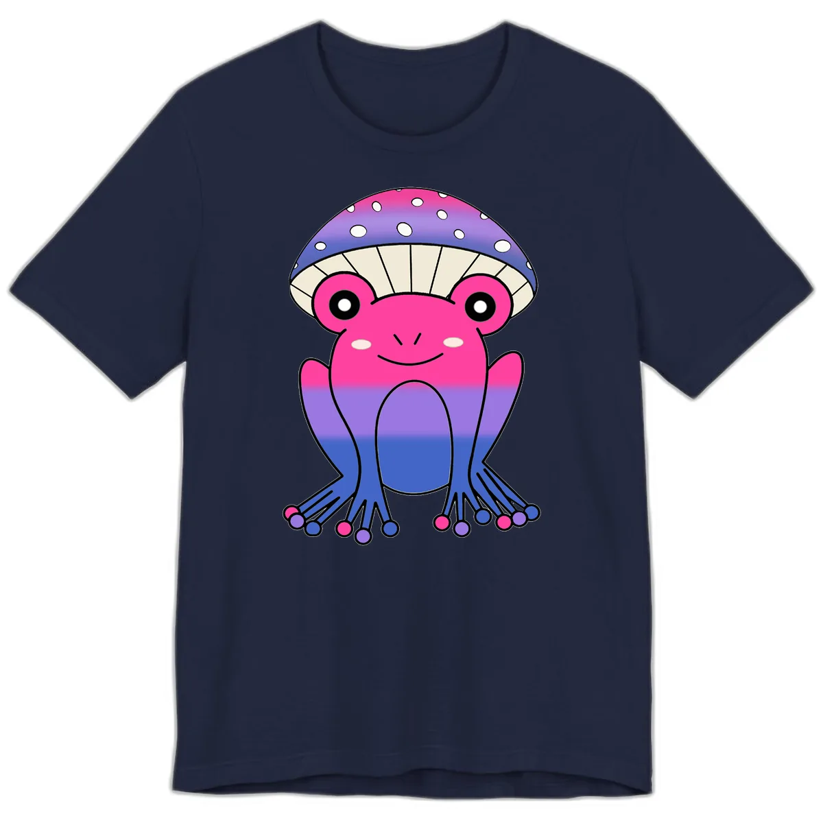 Rainbow Mushroom Frog With Umbrella Cap Premium T-Shirt in Navy