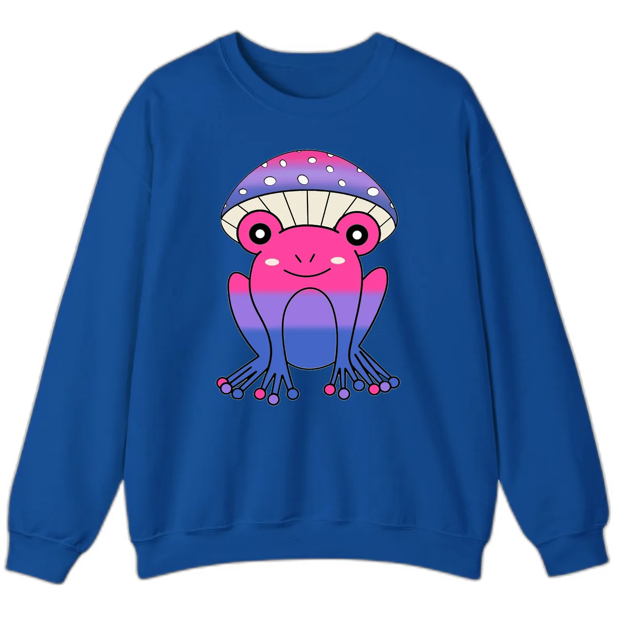 Rainbow Mushroom Frog With Umbrella Cap Sweatshirt in Royal