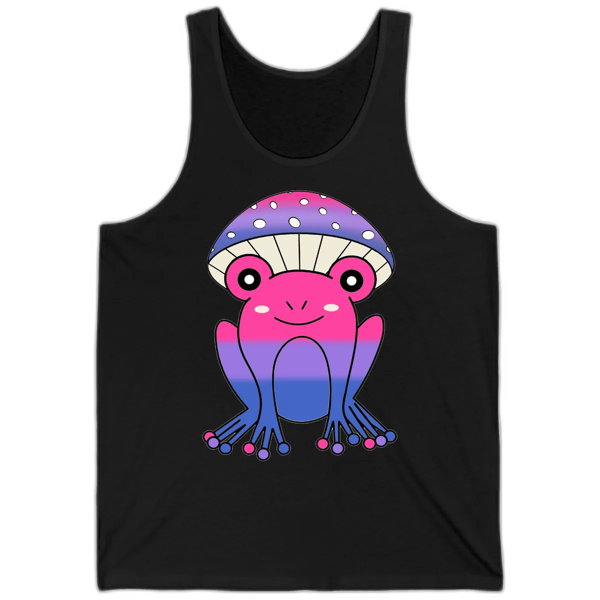 Rainbow Mushroom Frog With Umbrella Cap Tank in Black