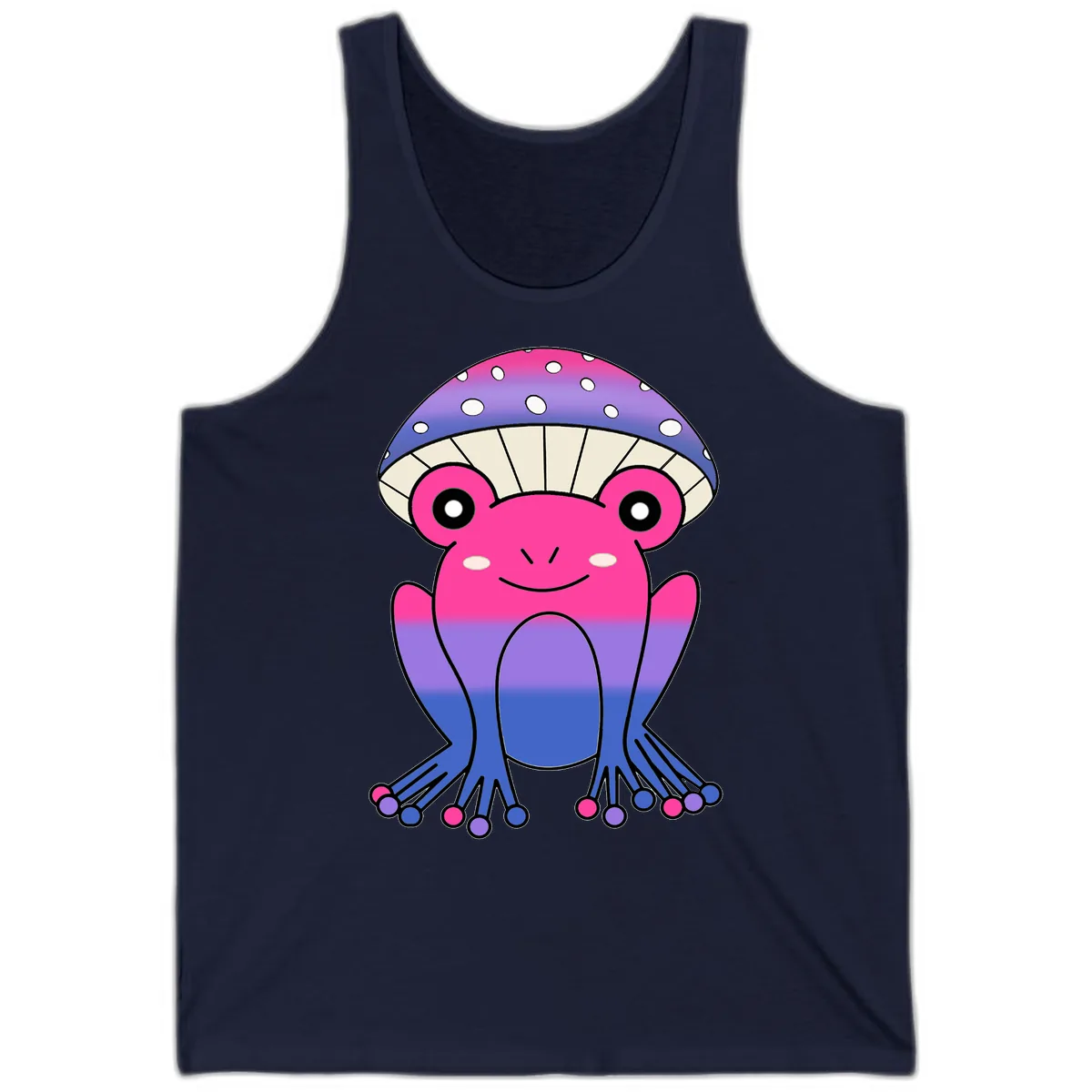 Rainbow Mushroom Frog With Umbrella Cap Tank in Navy