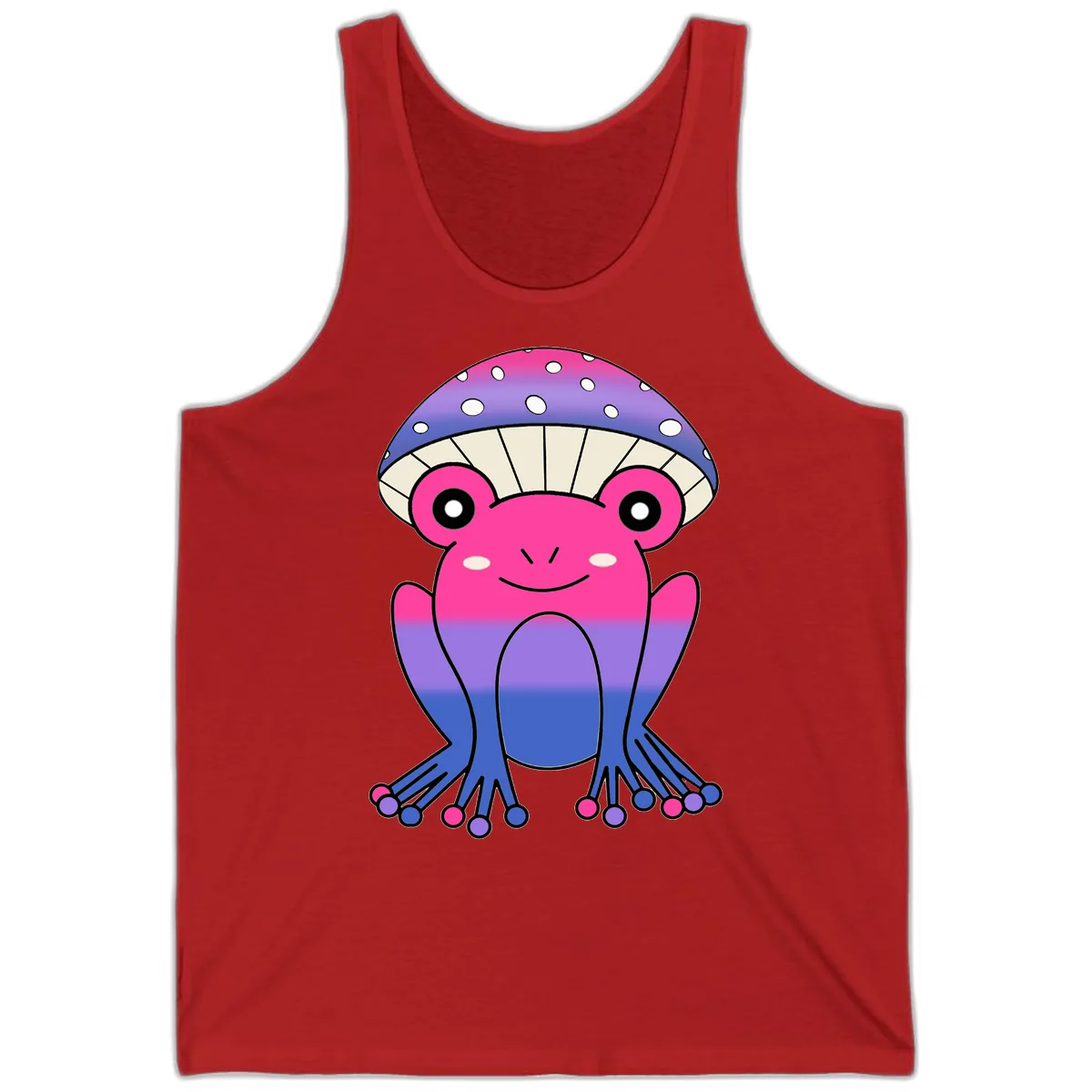 Rainbow Mushroom Frog With Umbrella Cap Tank in Red