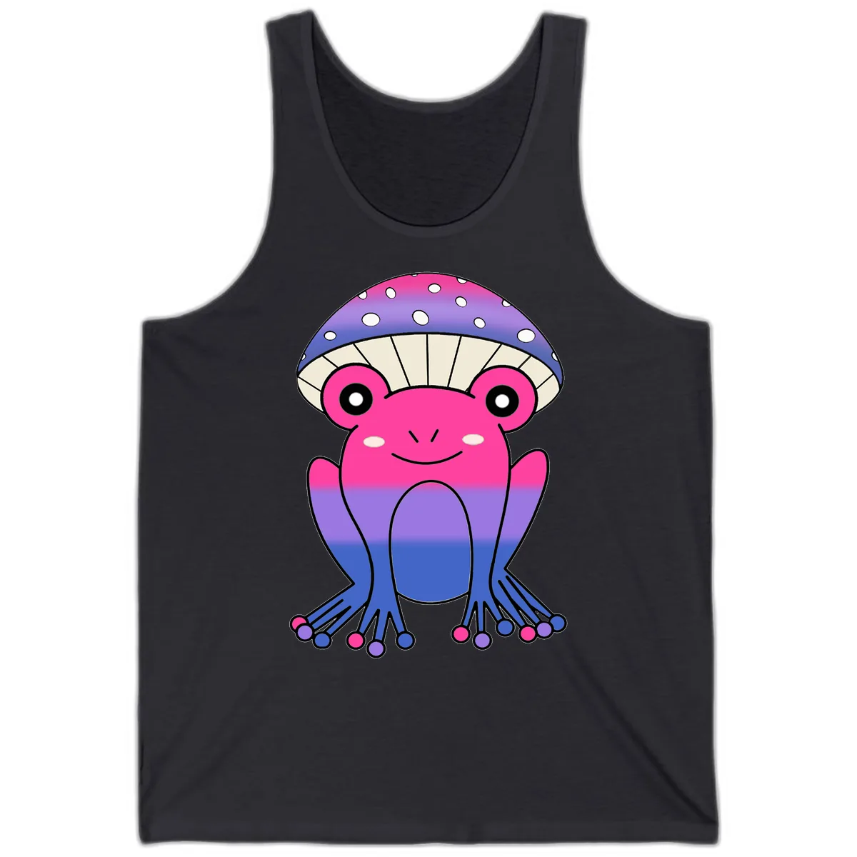 Rainbow Mushroom Frog With Umbrella Cap Tank in Dark Grey