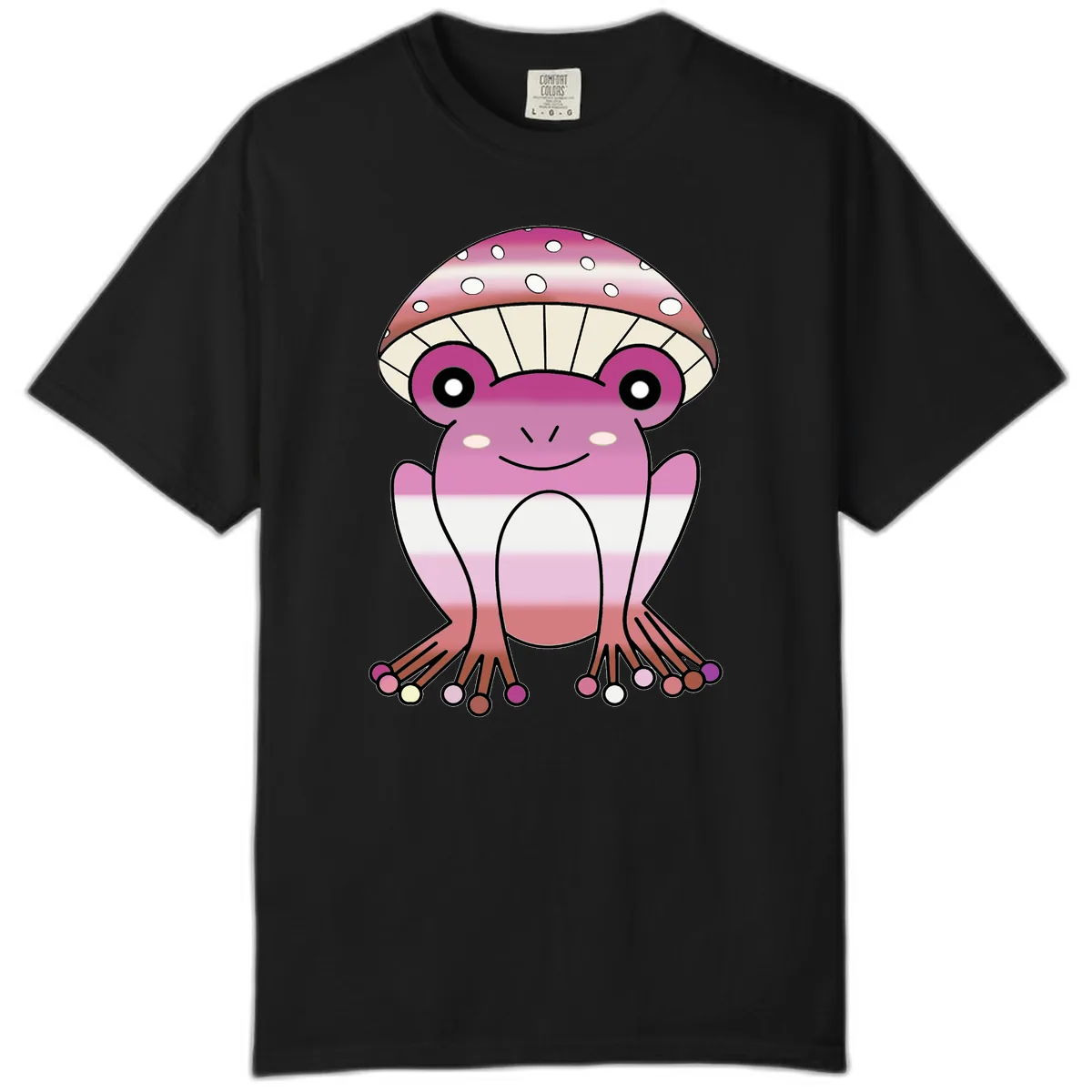 Cute Pink Mushroom Toad Character Comfort Color in Black