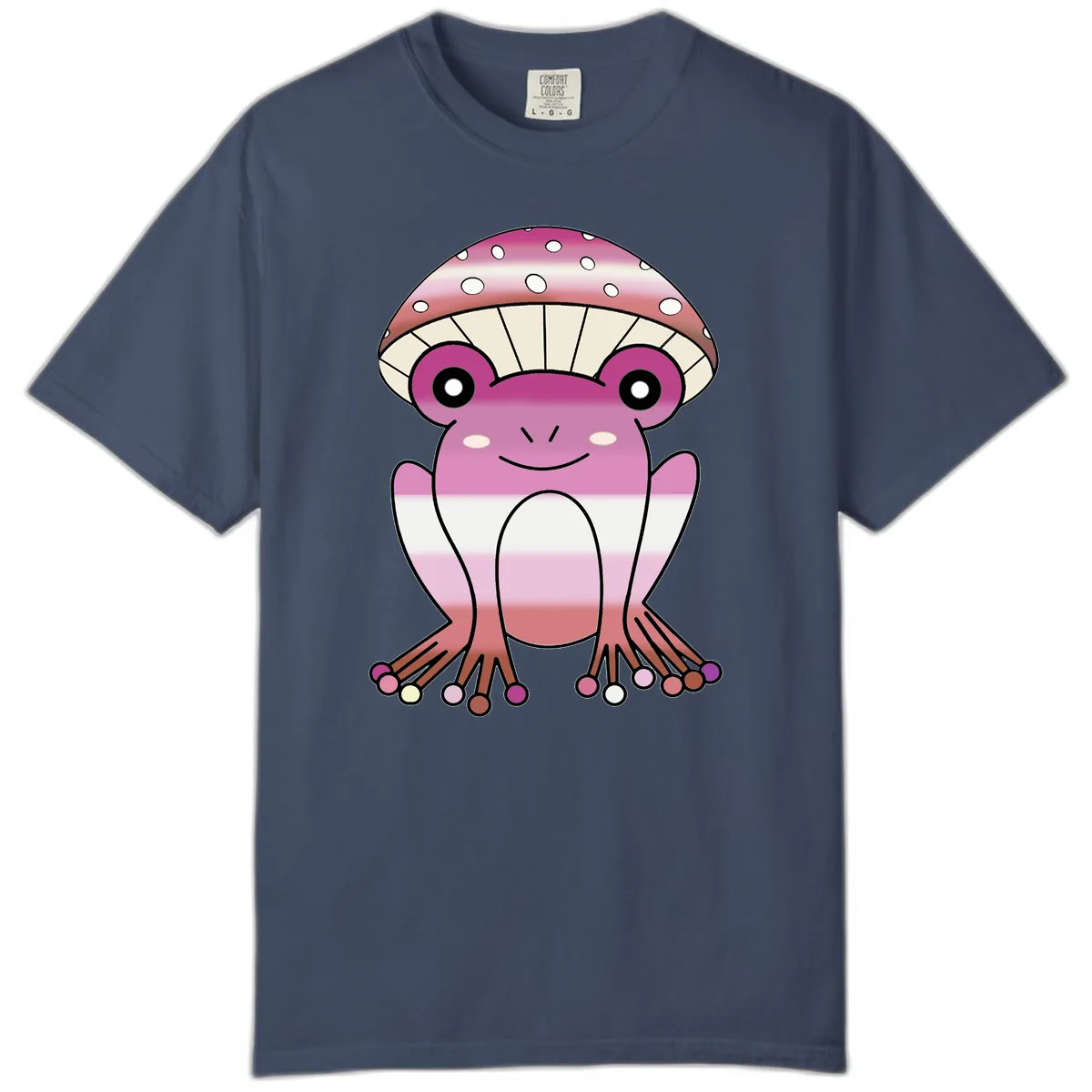 Cute Pink Mushroom Toad Character Comfort Color in Midnight