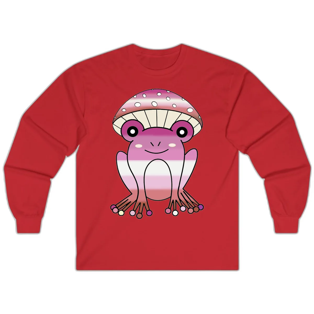 Cute Pink Mushroom Toad Character Long Sleeve in Red