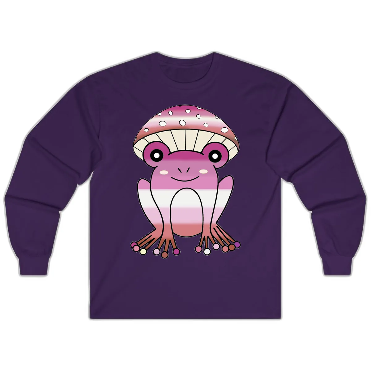 Cute Pink Mushroom Toad Character Long Sleeve in Purple