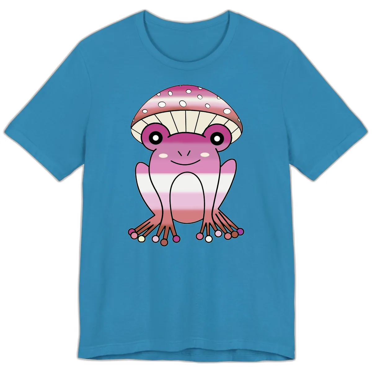 Cute Pink Mushroom Toad Character Premium T-Shirt in Aqua