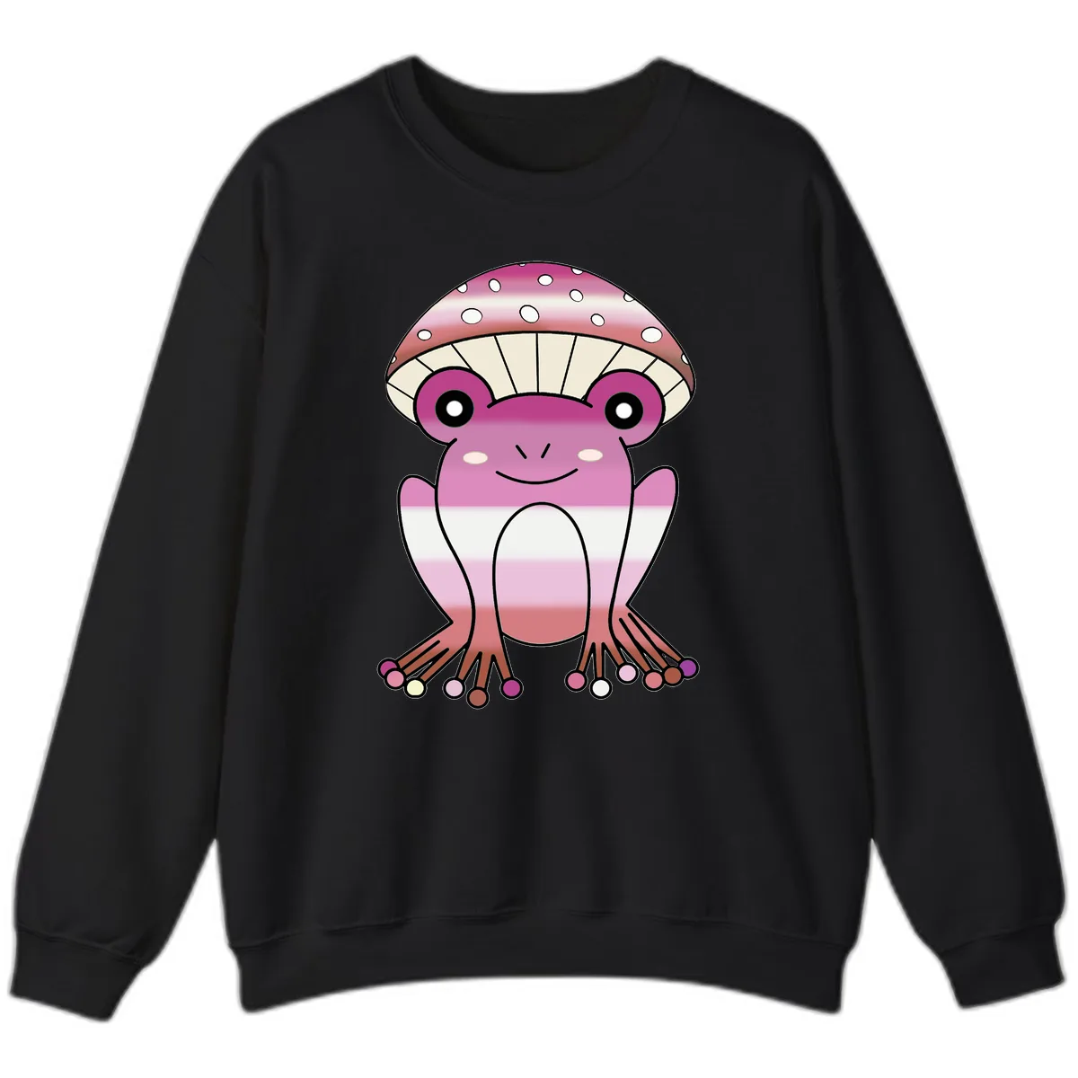 Cute Pink Mushroom Toad Character Sweatshirt in Black
