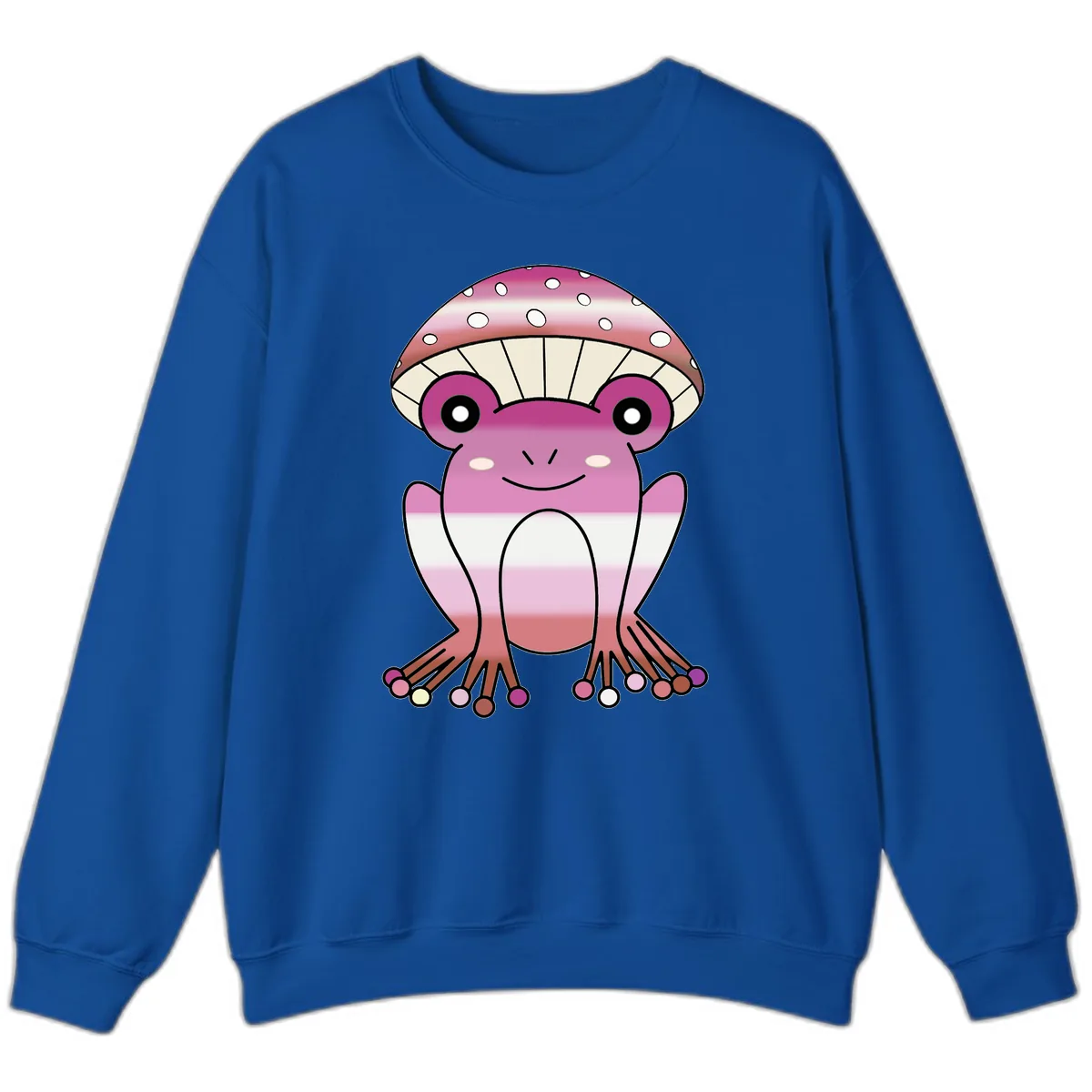 Cute Pink Mushroom Toad Character Sweatshirt in Royal