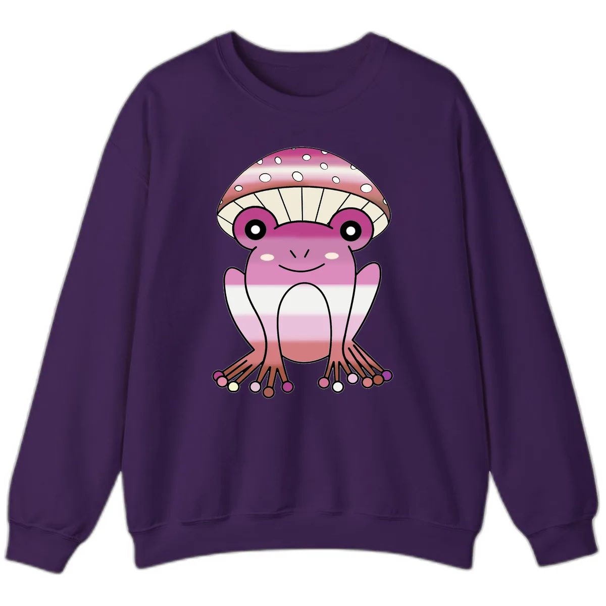 Cute Pink Mushroom Toad Character Sweatshirt in Purple