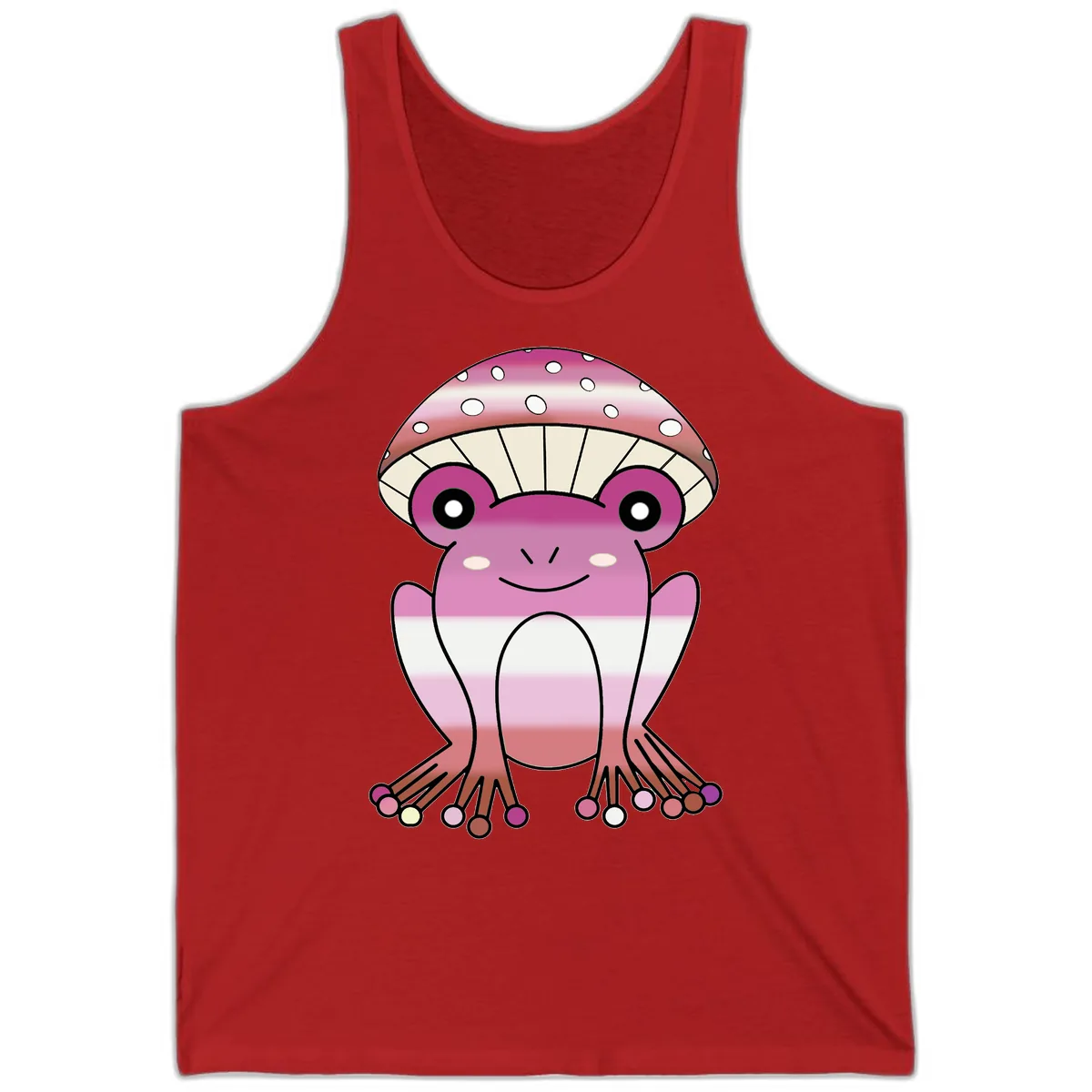 Cute Pink Mushroom Toad Character Tank in Red