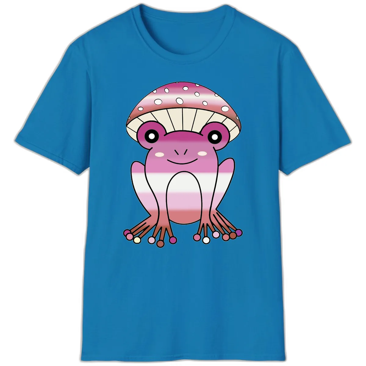 Cute Pink Mushroom Toad Character T-Shirt in Sapphire