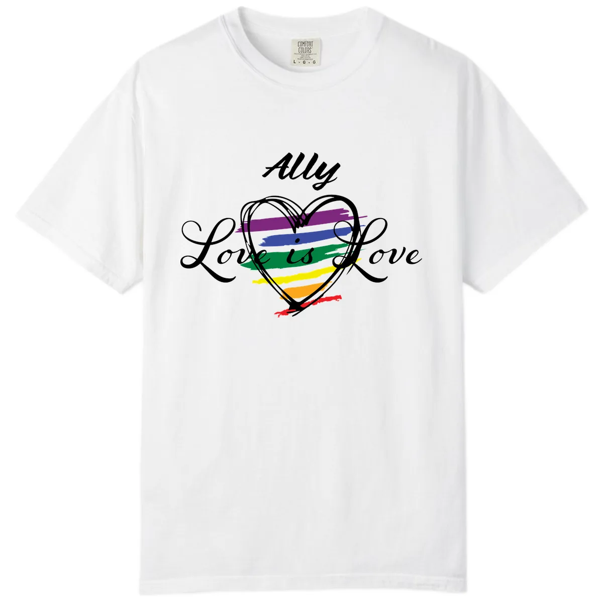 Ally Love Is Love Pride Heart Comfort Color in White