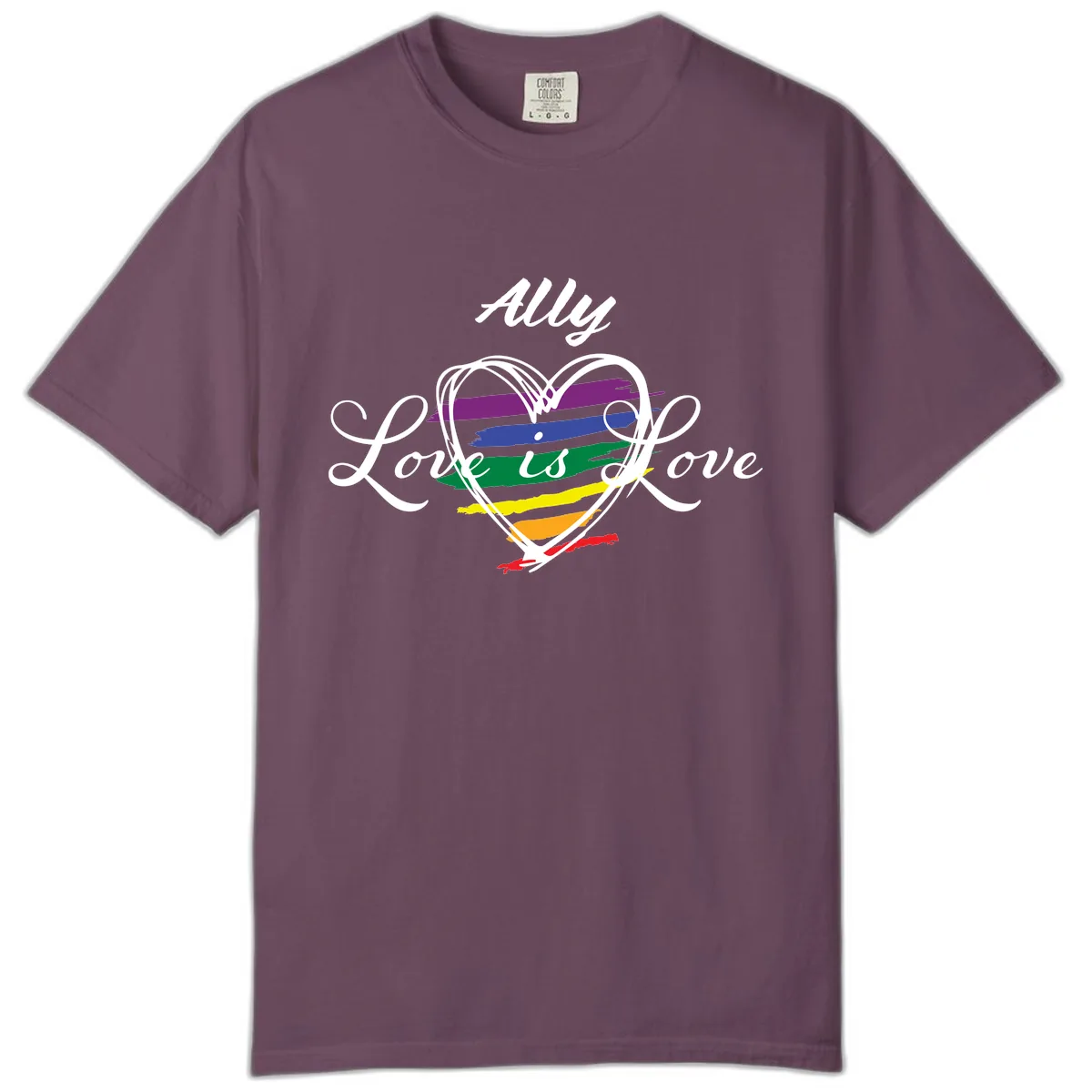 Ally Love Is Love Pride Heart Comfort Color in Berry