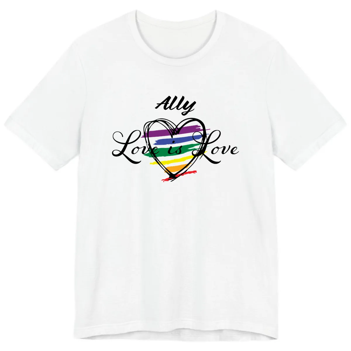 Ally Love Is Love Pride Heart Premium T-Shirt in White