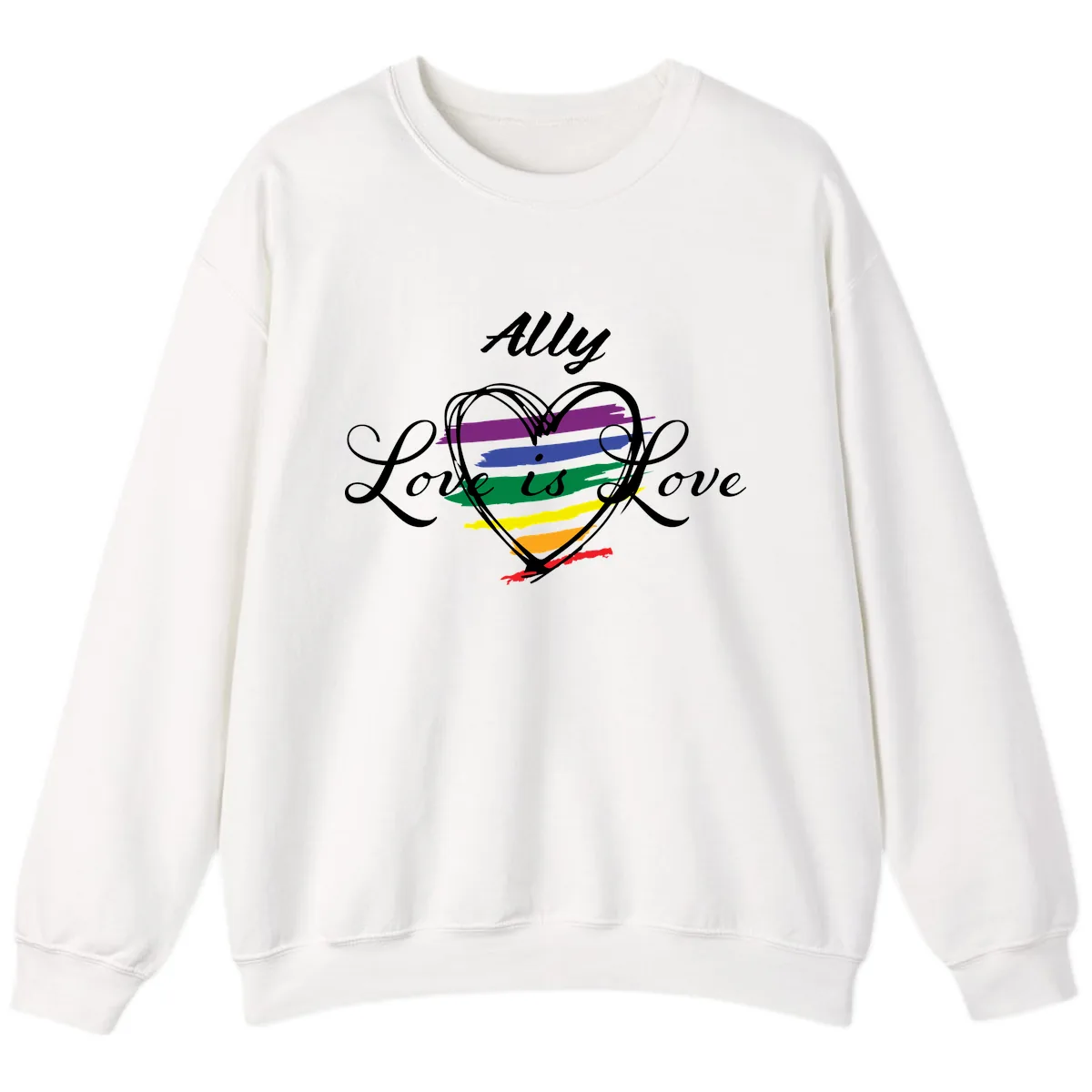 Ally Love Is Love Pride Heart Sweatshirt in White