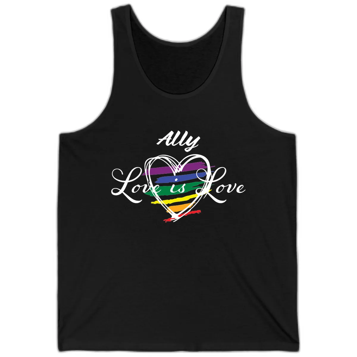 Ally Love Is Love Pride Heart Tank in Black