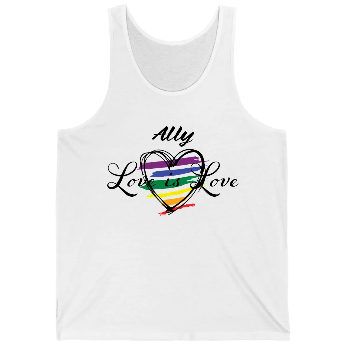 Ally Love Is Love Pride Heart Tank in White